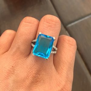 Blue gemstone wedding ring